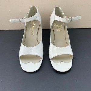 70's Domani Di Firenze White Peep Toe Mary Jane Size 9